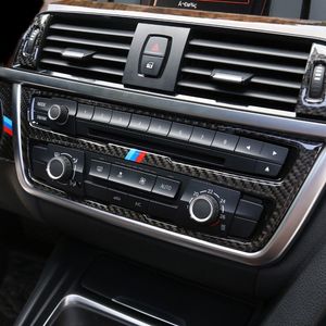 Kolfiberbilstyling klistermärke remsa luftkonditionering CD -panel dekorativa täcktrimtillbehör för BMW 3 4 Series 3GT F30 F31 F32 F iesx