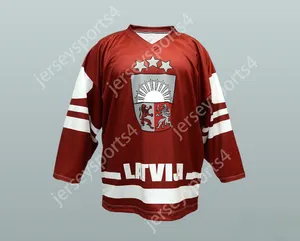 Custom Lettonia National Team Hockey Jersey Top Top Stitched S-M-L-XL-XXL-3XL-4XL-5XL-6XL