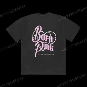 T-shirt maschile kpop bp concerti magliette di moda abiti estivi da uomo abiti da donna vestiti magliette per leiisure sport maniche corte nere j240522