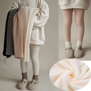 Herbst Winter Verdickung warmes Fleece Hosen für Mädchen Leggings Kinder Baby Elastizität Schlanke Streifenhose L2405