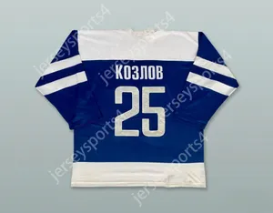 Custom Viktor Kozlov 25 Russia Blue Hockey Jersey Top Stitched S-M-L-XL-XXL-3XL-4XL-5XL-6XL