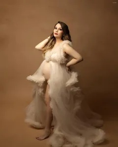 Sukienki imprezowe seksowne v szyja kobiety ciąży ciążone na pstrzeniowe warstwy tiulowe szaty