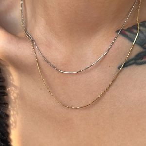 Summer New 18k Pvd Gold Plated Stainless Steel Minimalist Twist Snake Chain Layover Style Customized Necklace