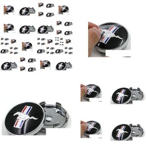 Wheel Covers 4Pcs/Lot Black Running Horse 60Mm Car Hub Center Logo Caps Abs Emblem Badge Fits For Ford Mustang Drop Delivery Automobil Otdfn