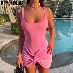 Work Dresses PYMQR Solid Color Casual Sleeveless Sling Jumpsuit Twisted Mini Skirt Set For Women Sexy Streetwear Party Club Beachwear