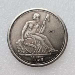 Moedas dos Estados Unidos 1836 Sentado Liberty Brass Silver Patrated Dollar Cópia Coin
