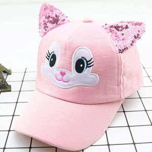 Söt kattörat Baby Baseball Cap Toddler Girls Summer Justerbar Sun Hat Cartoon Kids Peaked Caps