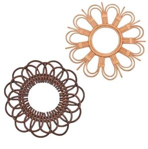 Pingente de decoração de parede de videira nórdica Rattan Made Made Espelho Flor Flor da sala de estar da sala do quarto pendurar ornamento sh1909258393145