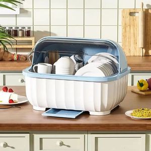 Kitchen Dish Drainer Rack With Removable Drip Tray Utensil Drying Holder Washing Up Drainer Rack Plate Organiser for Kitchen 240522