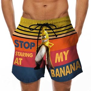 Men's Shorts KeKe Funny Cock Banana Print Swimwear Shorts Trunks Beach Swimming Board Shorts Quick Drying Pants Mens Surfing Shorts Q240522