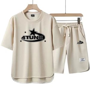 Y2K Star Letter Print T koszule i szorty Mężczyźni Summer Dwuczęściowe zestawy mężczyźni kobiety retro swobodny garnitur sportowy Hip Hop luźne dresy 240522