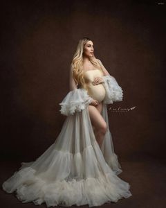 Sukienki imprezowe Morden Prom Linia Tiul ciąża dla kobiet proste puszyste rękawy w ciąży dziecięce suknie.
