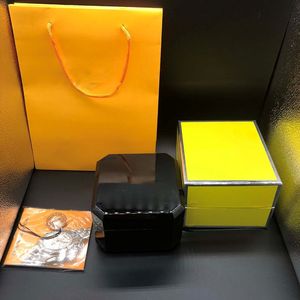 Beste Qualität schwarzer Farbe Holzboxen Geschenkbox 1884 Holzbox Broschüren Karten Schwarze Holzkiste für Uhr enthalten Zertifikatstasche 2388