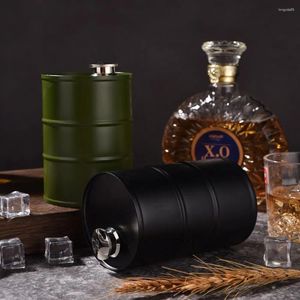 Höftkolvar mini oljet fat flagon kreativ armé grön svart cylindrisk whisky kanna 304 rostfritt stål 25 oz vodka flaskresor