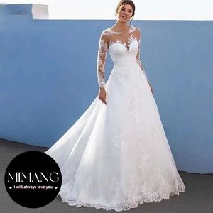 Abiti da sposa a-line per donne abiti da sposa illusione tulle più dimensioni