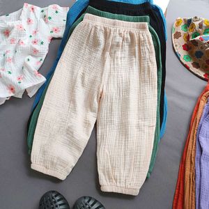 Sommer Boys Girls Cotton Leinen lässige Baby Kinder Lose Harem Hosen Mädchen atmungsaktiven Hosen Kinder Kleidung L2405 L2405