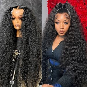 200 Densidade HD 13x6 Onda de águas profundas transparente Cabelo curativo Cabelo humano Lace Frontal Wig 30 34 polegadas 13x4 Lace Front Human Wigs 240515