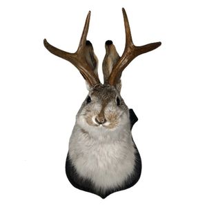 Easter Gift Bunny Head Antlers Wall Hanging Decoration Animals Deer Taxidermy Mount for Home Simulation Resin Art Ornaments 240521