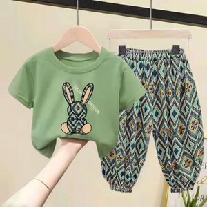 Summer Children Clothes Girls Sets Mother Kids Boys Korean 2pcs Baby Clothing T-shirt Short Sleeves Pants Cotton Toddler Suits L2405