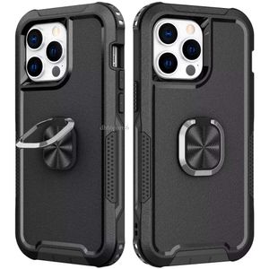 iPhone 15の赤いハイブリッドアーマー電話ケース15 Pro 14 13 12 Mini 11 X XS XR Max Plus ShockProof Ring Cover with Kickstand Protective Shell