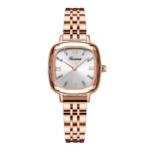 Retro Series Heartbeat Stainless Steel Band Quartz Womens Watches Square Dial Ladies Watch Brilliant Light Wristwatches 330a