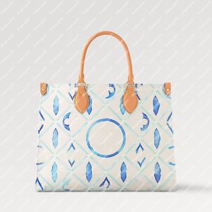 Взрыв Новые женские сумки M11262 Предварительный заказ сейчас Ego Ego MM Tote Bag Lagoon Blue Totes Сумки Canvas акварель плеч