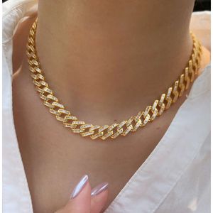 18k oro massiccio da 6,6 ct contro baguette naturale diamante full paving cuban link collana collana di lusso squisito moda da donna uomo catene