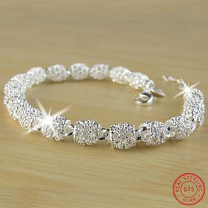 Bangle 925 Silver Flower Beads Sharming Womens Hollow Ball Silver Ball Geddable Party Gifts Q240522