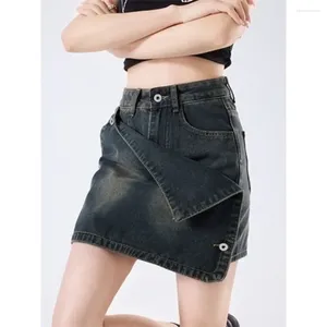 Spódnice 2024 Summer Dżinsowa, krótka spódnica żeńska Slim Design Sense Wyjmowana amerykańska pakiet Word Pakiet