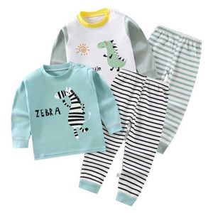Pyjamas tecknad tryckt pyjamasuppsättning med topp och byxor 2-stycke underkläder för barn pojkar och flickor baby bomull pyjamas vår och höstkläder 1-6 år gammal WX5.21