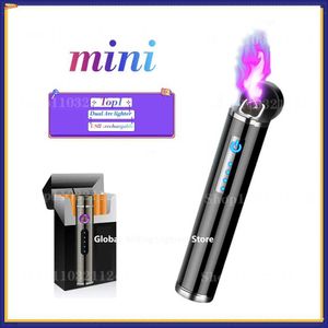 Isqueiros novos mini toque touch luz à prova de vento duplo arco USB carregamento m s Liga Cigarro Electric Light Mens Small Tool Presente Q240522