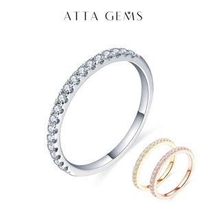 Anéis de casal AttaGEMS 925 STERLING SLATER PLATINUM ROUNTO DE MOSONITA DE CUTO DE CUTO DE HIGHOR