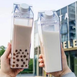 Water Bottles 500/1000ml Milk Tea Water-Bottle Drinking Jug Large Capacity Juice Cup Transparent Bottle Portable Plastic