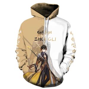 Erkek Hoodies Sweatshirts Genshin Etki Anime Game Hoodie Diona 3D Baskılı Erkekler Büyük Boyutlu Fermuar Y2K Hoodie Spor Gömlek Çocuk Dış Giyim Giyim Q240522