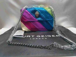 Cross Body Eagle Mini Rainbow Ladies K G Лондон Портативный красочный горизонтальный пакет с алмазным металлическим плечом H240523