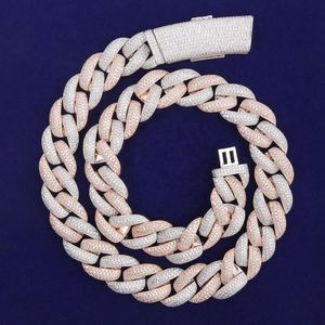 20 mm Rose Gold Miami Cuban Link Sain Men Naszyjnik 5a Cubic Zircon Hip Hop Choker Rock Biżuter