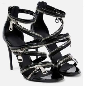Summer Sandals Slim Women Zipper Fashion High Heel Sexy Nightclub Party Show Women's Shoes Storlek 35- 406 'S