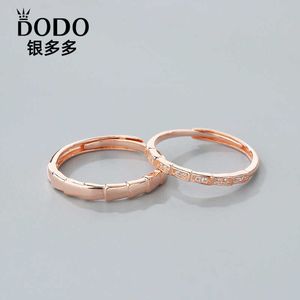 Bvlgrily Rings Personalized Design Ring S925 Sterling Silver Snake Bone Bamboo Joint Couple Korean Edition Simple Mens and Womens Rose Gold Light Lu