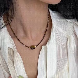 Maillard Natural Tiger's Eye Stone Naszyjnik Świeża woda Pearl Naszyjnik Designerska Kostka kształt łańcuch obojczyka moda luksusowy naszyjnik perłowy z pudełkiem Walentynkowe prezenty