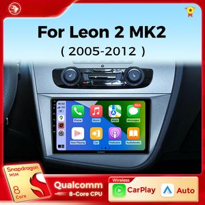 Rádio DVD de carro para assento Leon 2 Mk2 2005-2012 CarPlay Android Auto Qualcomm Car estéreo Multimedia Player 4G WiFi DSP 48EQ RHD