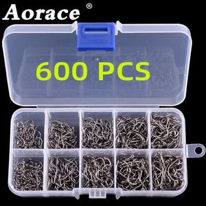 Aorace Fishing Hooks Set High Carbon Steel Sharp Durable Barbed Fishhook Rock Equipment Gear Tackle Accessories with box 240515