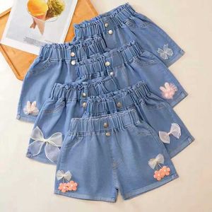 Shorts Shorts New Summer Childrens Shorts Girls Solid Color Jeans Casual Loose Childrens Pants Clothing Fashion Girls Pants Jeans 3-10 Years WX5.22