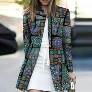 Women's Jackets Stylish Retro Cardigan Warm No Buttons Windproof Vintage Irregular Pattern Jacket Coat Anti-freeze