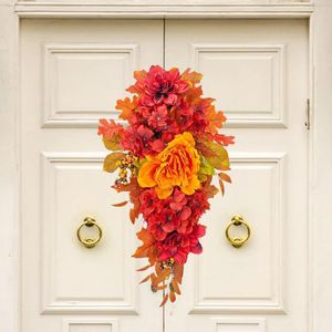 Fiori decorativi Fall Ghirth Hanging Chic Front Door Ghirlanda autunnale per casa da casa da casa interno