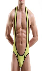 Seksi örgü fanila jock shap erkekler iç çamaşırı sırtsız bodysuits leotard güreş singlet tulum pijama mayo bikini7327905