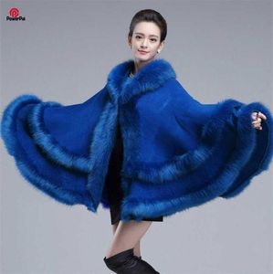 Europestyle Fashion Double Fur Coat Cape Capuz Knit Cashmere Cardigan Outwear Plus Tamanho Mulheres Shawl de inverno 11kg 211020502025664