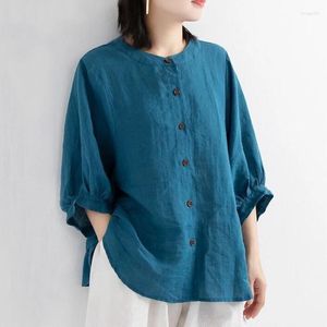 Women's Polos Women's Blouse Long Sleeve Spring Summer Jackets 2024 Oversized Buttons Cotton Linen Blouses And Shirts O Neck Loose