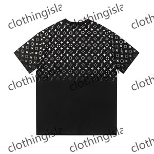 2024ニューウィメンズデザイナーTシャツ夏のレトロメンズTシャツクラシック黒と白のグラデーションレターロゴプリントコットンポロネックTシャツ短袖カジュアルシャツS-XL