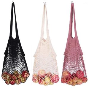 Storage Bags Cotton Mesh Net String Shopping Bag Reusable Foldable Fruit Handbag Totes Women Grocery Tote
