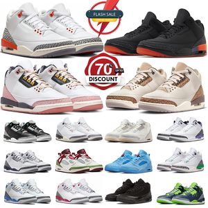 Com Box 3 Basketball Shoes 3s Palomino White Cement reimaginou a marinha da meia -noite Palomino Fire Floral Fire Red Lucky Green Mens treinadores mulheres tênis esportes